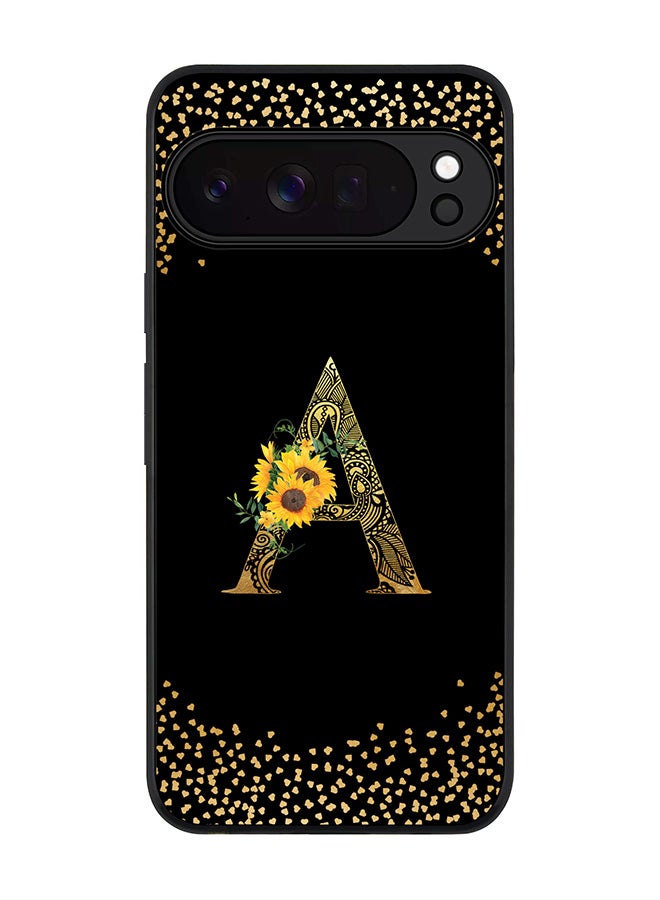 For Google Pixel 10 Pro XL Case,Slim fit Camera Protection, Shockproof Thin Phone cover  - Custom Floral Monogram - A ( Black )